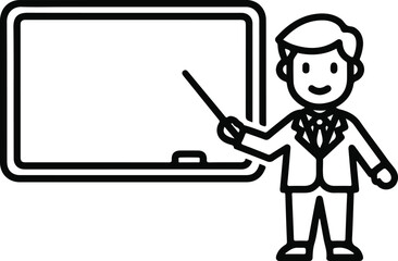 Business presentation icon collection. Includes business, presentation, education icons. Created in line style with black color