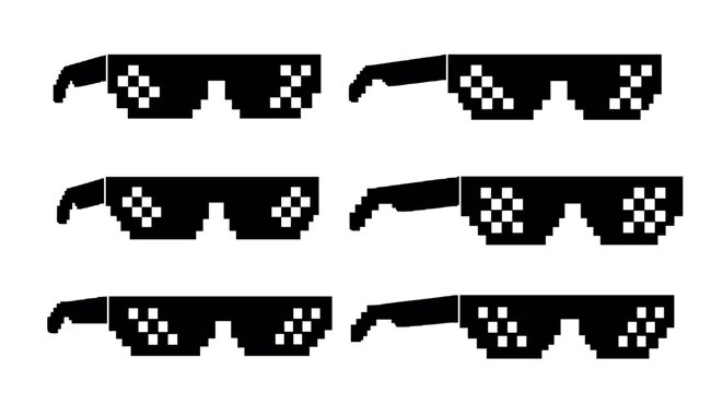 Trendy pixelated sunglasses in black and white with thug life style