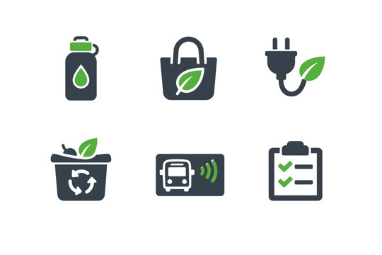 Green transport sustainable vector background labels no icon lifestyle text icons pass