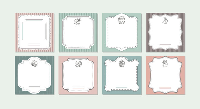 Pastel easter-themed templates with decorative borders for invitations