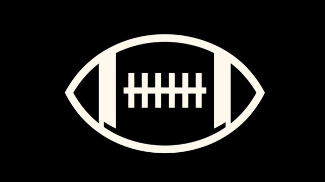 Stylized American Football Icon on Black Background - Minimalist Sports Symbol for Game, Competition, and Athletic Activity