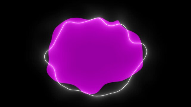 Abstract purple fluid blob with glowing white neon outline, modern organic shape frame
