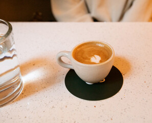 Fresh coffee with a cute little heart in the middle.