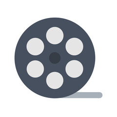 Fototapeta premium Retro Film Reel Icon in Flat Design with Dark Blue and White