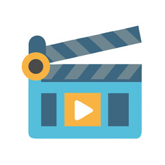 A simple flat style film slate icon for cinema concept design