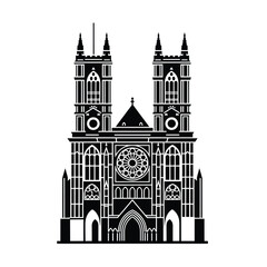 Fototapeta premium Vector illustration icon black and white illustration of a cathedral with towers and intricate details