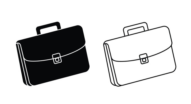 Two briefcase illustrations one black and one white with similar designs
