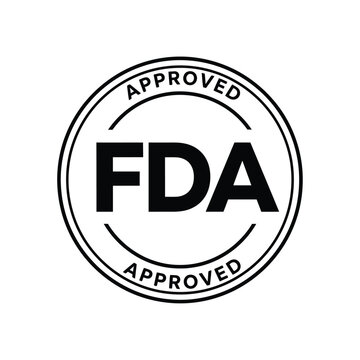 Vector illustration icon fda approved black stamp on with circular design and bold lettering