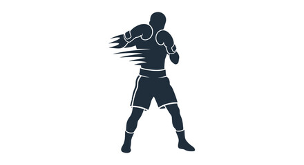 Obraz premium Dynamic Boxer Silhouette Throwing a Punch with Motion Speed Effect