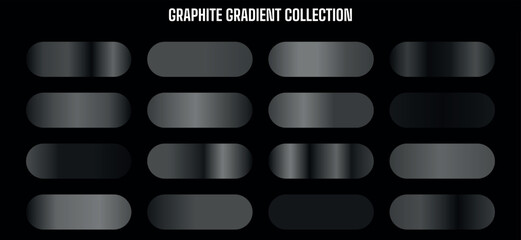 Graphite gradient shapes collection, metallic oval buttons or banners, for website or presentation background, overlay effect, Isolated on transparent background, png