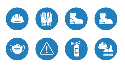 Fototapeta premium Collection of Personal Protective Equipment Icons on Isolated White Background