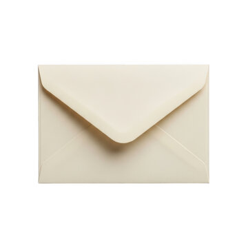 Cream colored envelope with closed flap isolated on transparent background