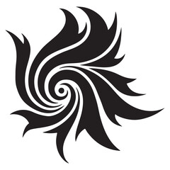 Fototapeta premium Stylized Black and White Organic Swirling Pattern with Decorative Elements