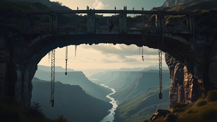 Ancient Stone Arch Bridge Over a Stunning River Valley