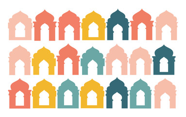 Colorful Arabic windows pattern creating islamic architecture