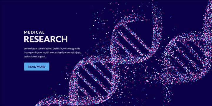 Vector DNA made from dots. Abstract genetic code background for medical technology, biotechnology, science research