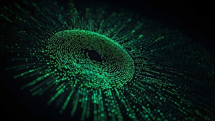 Futuristic Green Digital Data Network Core Visualization