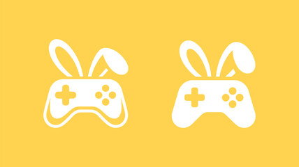 Rabbit ears on gaming controller icon set on yellow background for esports holiday design © Anukul Debnath