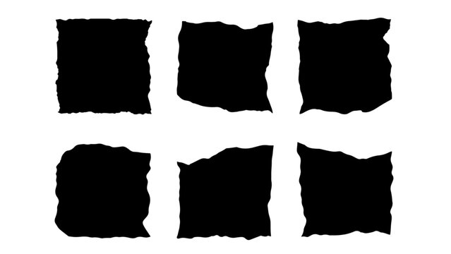 shape. Square torn paper shape. Headline, calligraphy border, isolated grunge header background. Rough edge square frame. 