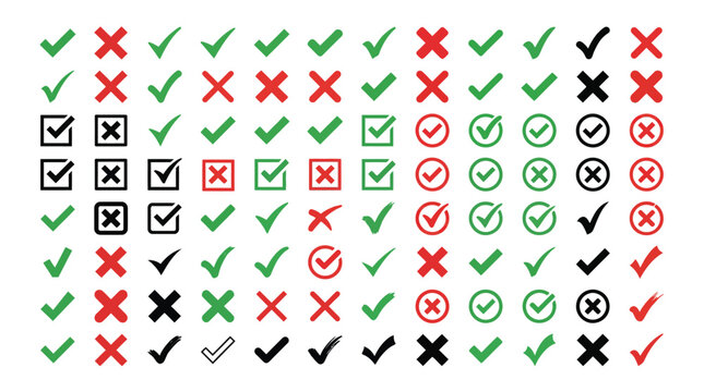 Checkmarks and crosses symbols