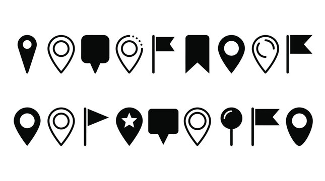 Collection of map marker and navigation icons