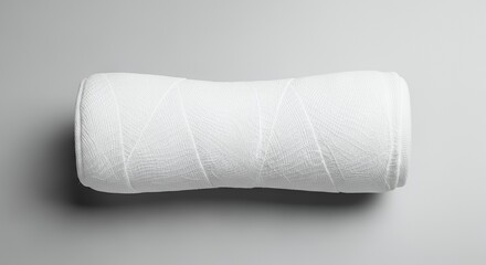 Fototapeta premium Rolled White Towel on Gray Background