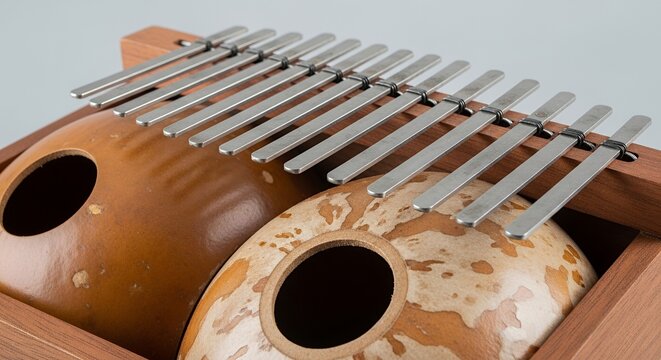 Close-up kalimba musical instrument wooden keys