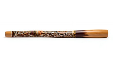 Didgeridoo Instrument With Tribal Pattern on White