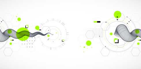 Naklejka premium Abstract art wireframe background. Modern science or technology art elements. Vector.