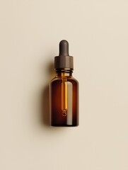 Minimal skincare dropper bottle with golden essence