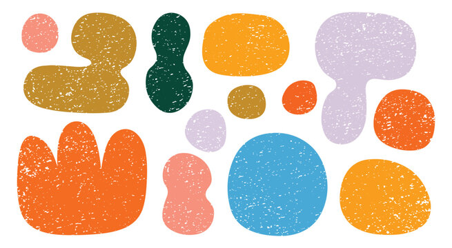 Abstract organic shapes with textured grunge effect