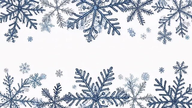 Snowflakes falling on white background.