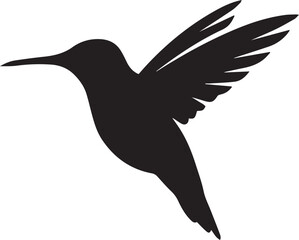 Obraz premium Flying Hummingbird Silhouettes Hovering With Long Beak Minimalist Vector Isolated