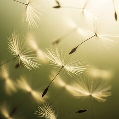 Dandelion seeds blowing in the wind.