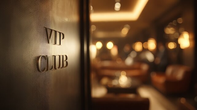 Exclusive vip club entrance door sign at night