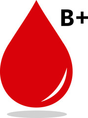 Fototapeta premium B positive blood type icon for medical use. B positive group drop isolated on transparent background. Red drop symbol represents healthcare, donation and transfusion services vector illustration.