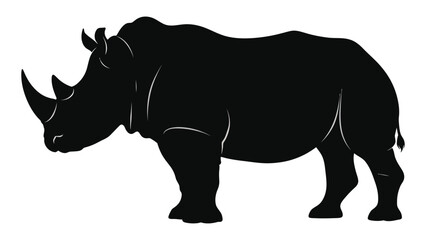 Silhouette of a rhinoceros depicted in a minimalist black and white style © Payara