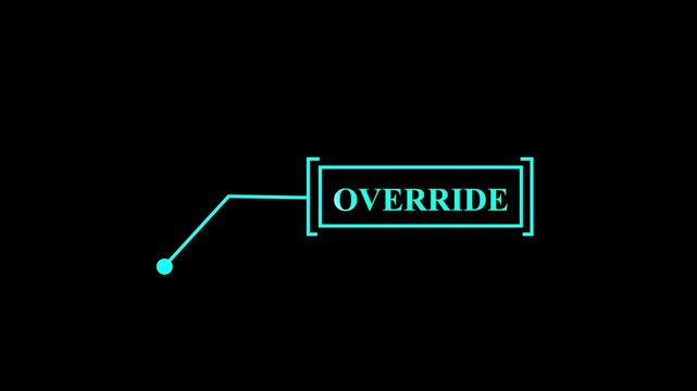 Cyan "Override" Command Text Box Animation - System Control Graphic