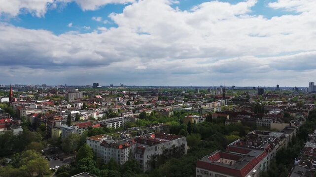 Berlin Cityscape Aerial View from Moabit City Garden