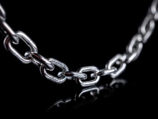 Obraz premium silver chain highlights isolated on a black background