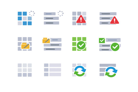 Action generation simple success vector image grid retry view state icon list