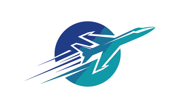 Dynamic jet airplane with speed lines, symbolizing fast travel, innovation, and aerospace technology in a bright studio.