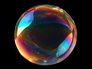 soap bubble rainbow sheen isolated on a black background