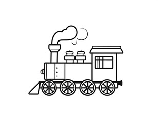 Naklejka premium Old Steam Train Illustration with Smoke