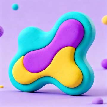 Abstract Colorful Blob Icon in Soft 3D Render with Matte Cla