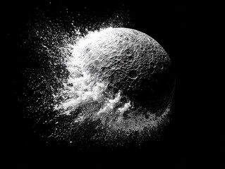 mercury splash shape isolated on a black background