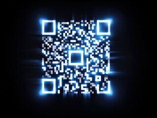 Obraz premium qr code luminous isolated on a black background