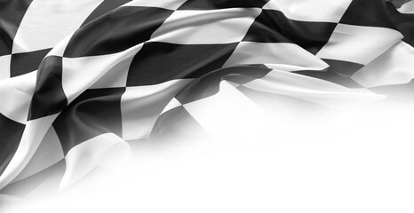 Checkered racing flag on white