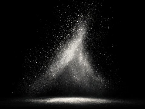 dust particles in spotlight isolated on a black background