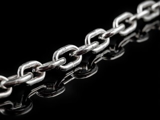 Obraz premium metal chain reflective isolated on a black background